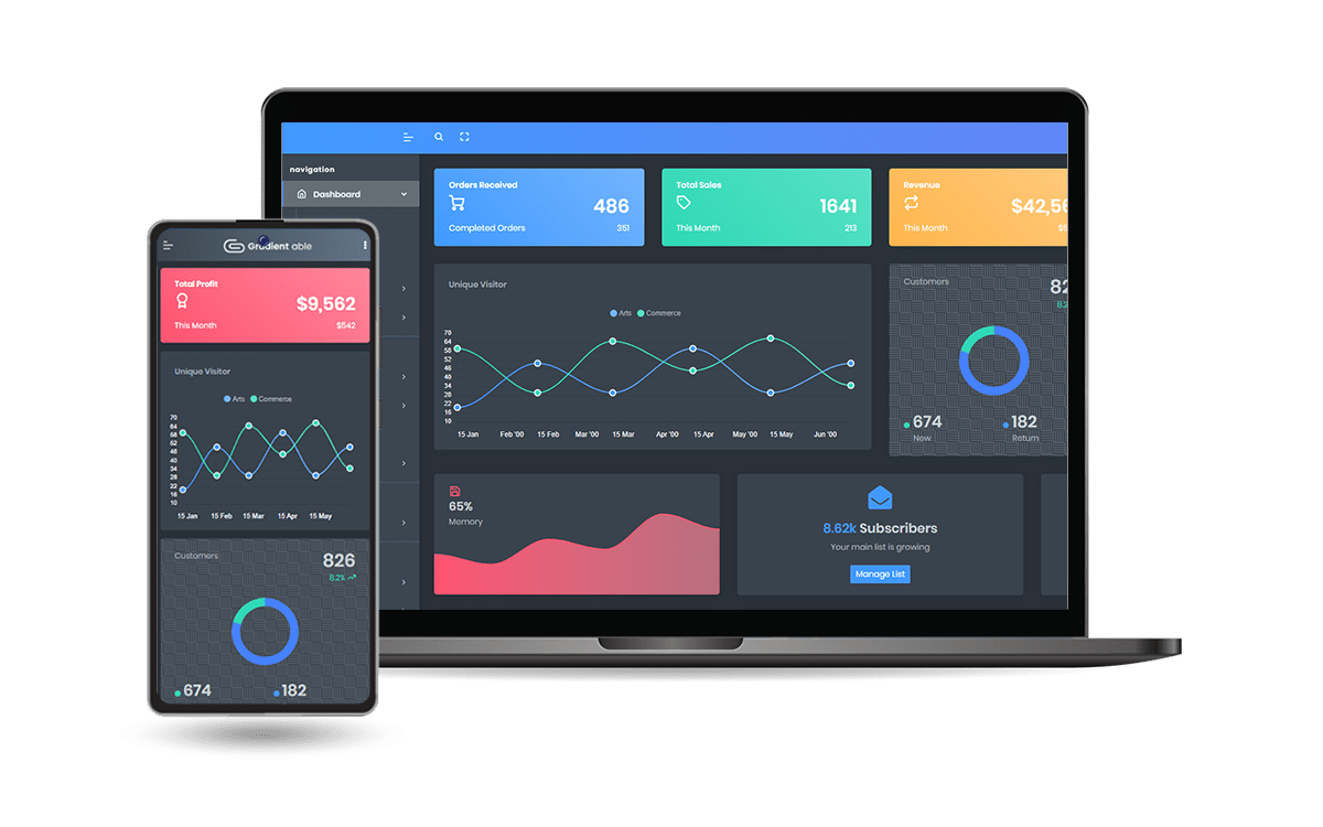 Gradient Able PRO - Premium Django Dashboard (Dark Layout) | AppSeed